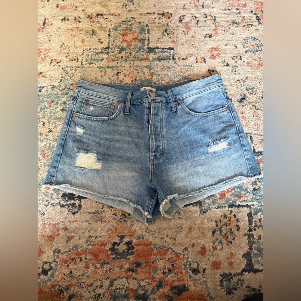 Madewell Light Wash Distressed Denim Cutoff Shorts